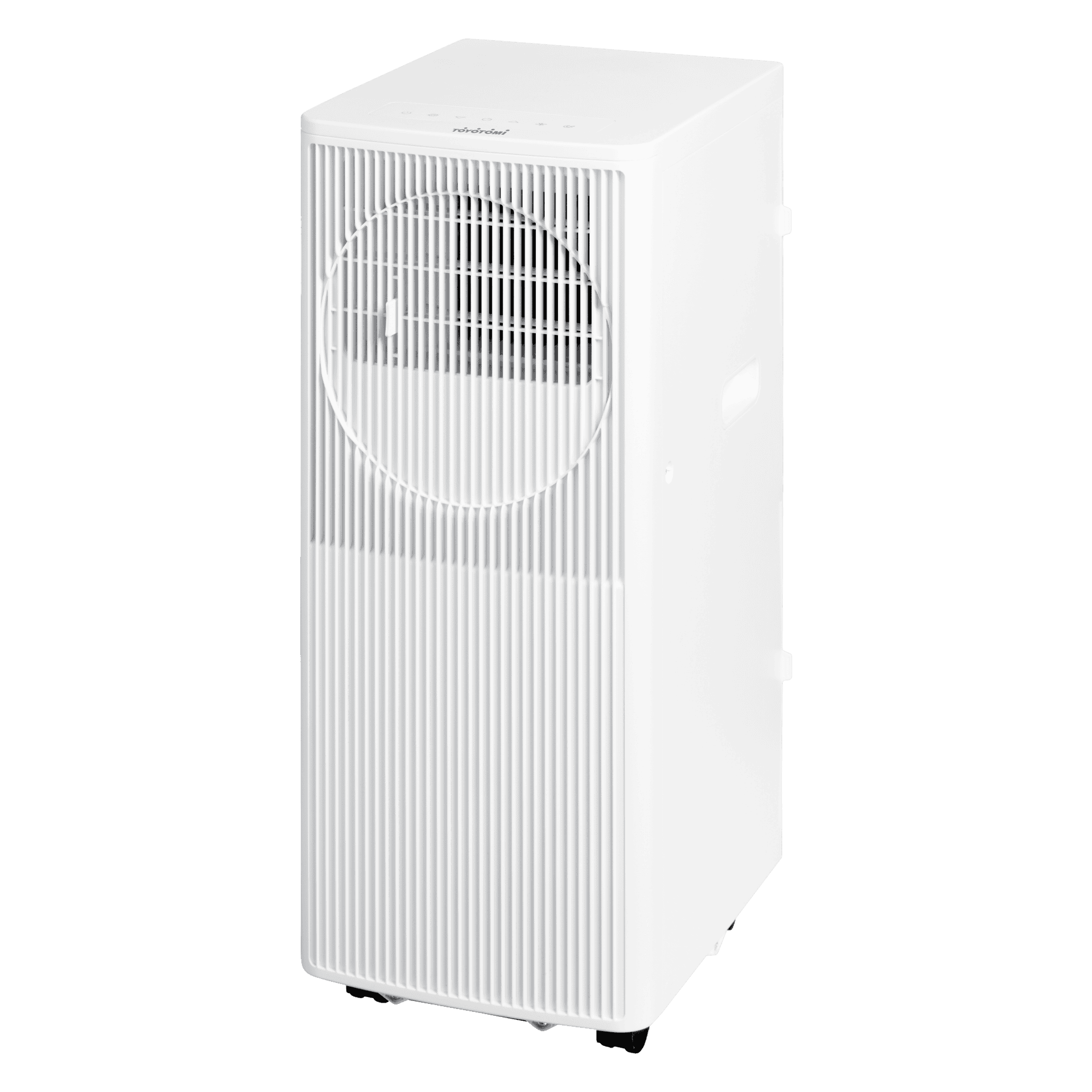 Portable white air conditioner with adjustable vent and modern design.