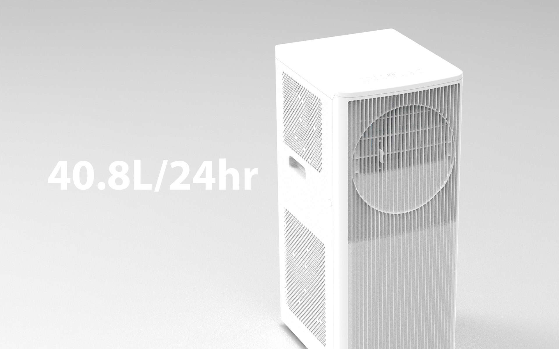 White portable air conditioner with vented sides for cooling and heating.